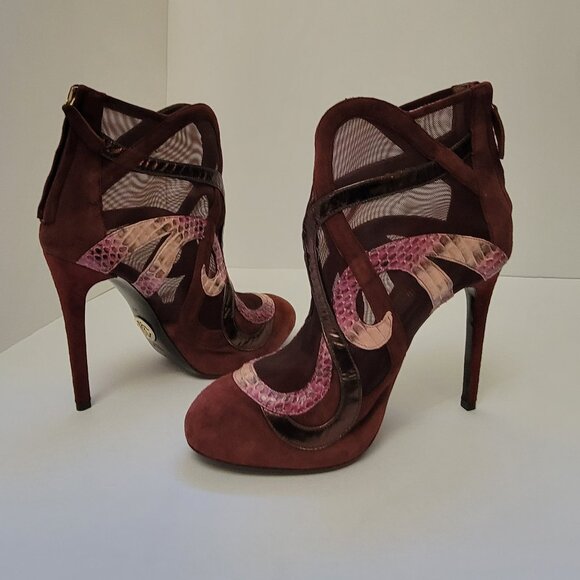 ROBERTO CAVALLI Python, Suede and Mesh Ankle Boots - Picture 3 of 14